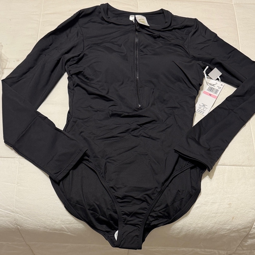 Anne Cole Swimwear Black Long Sleeve Swimsuit size 10 NWT